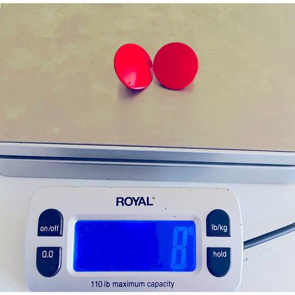 Vtg Red MCM Circle Round Earrings Screw-back Clip-on Geometric Retro Disc - Picture 7 of 11